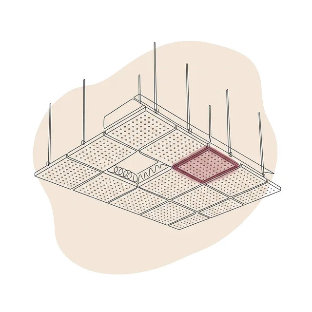Faux plafond acoustique en dalles perforées suspendues